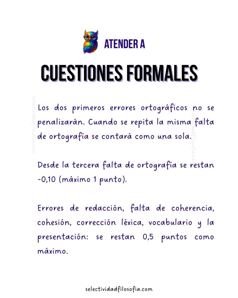 1 PAU 2025 FILOSOFÍA LA RIOJA, cuestiones formales sobre ortografía en al examen a tener en cuenta en la selectividad