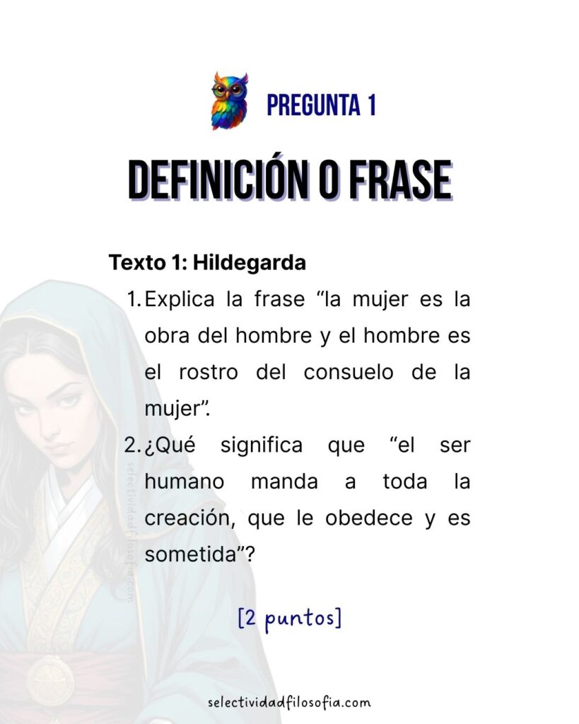PAU 2025 NAVARRA FILOSOFÍA examen pregunta 1 de definición sobre Hildegarda de Bingen