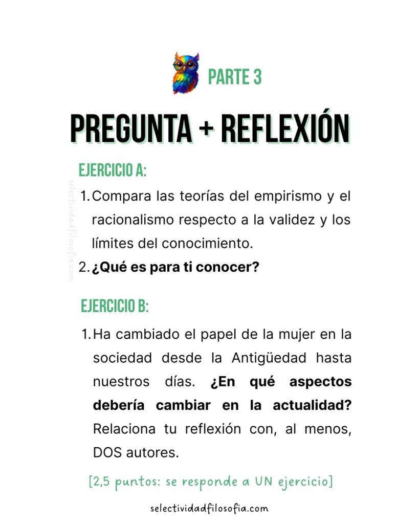 PAU 2025 CASTILLA LA MANCHA FILOSOFÍA. Parte 3 pregunta de reflexión y desarrollo.