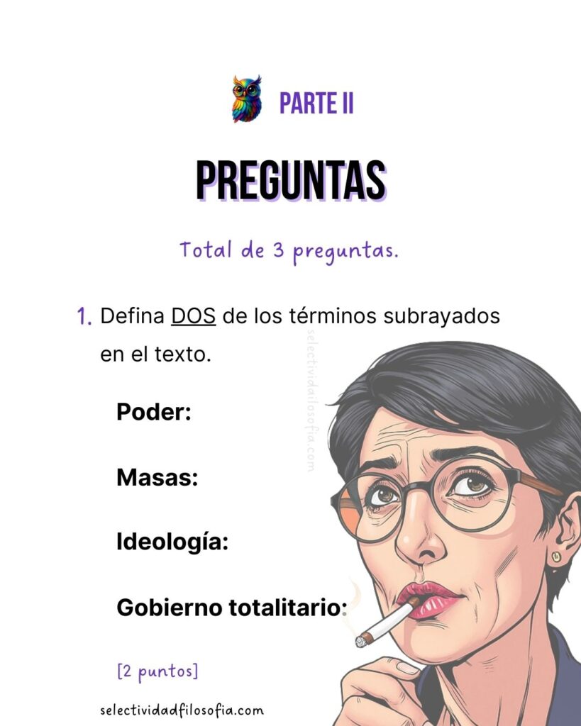 PAU 2025 FILOSOFÍA CANTABRIA examen de selectividad, pregunta de definición ce conceptos filosóficos de la filosofía de Hannah Arendt.