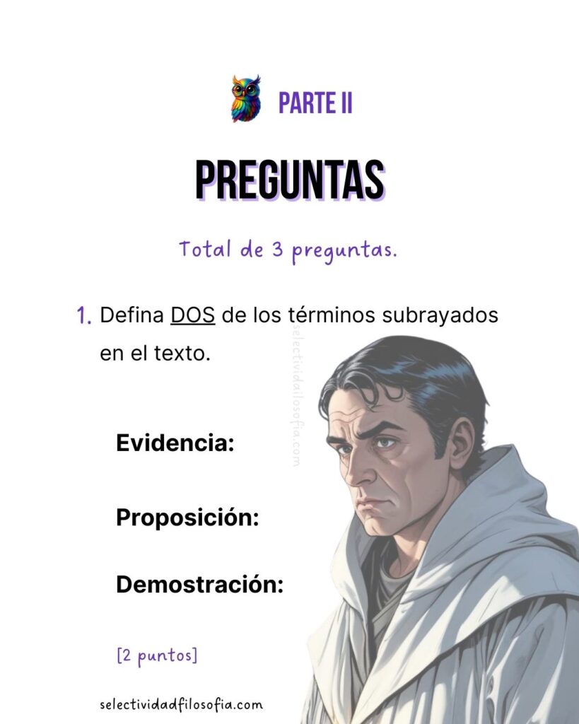 PAU 2025 FILOSOFÍA CANTABRIA examen de selectividad, pregunta de definición de conceptos filosóficos sobre la teoría de Santo Tomás de Aquino.