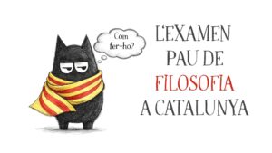 Personatje SeleFilo amb senyera de catalunya, logo del blog Selectividad Filosofia de preparación de les PAU (Esther Varela)