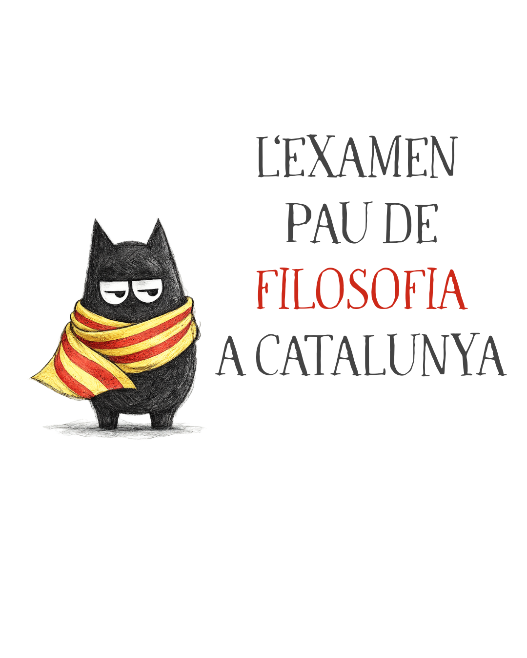 Búho negro con pañuelo de Cataluña, logo de blog educativo SeleFilo de Esther Varela sobre el examen de filosofía PAU