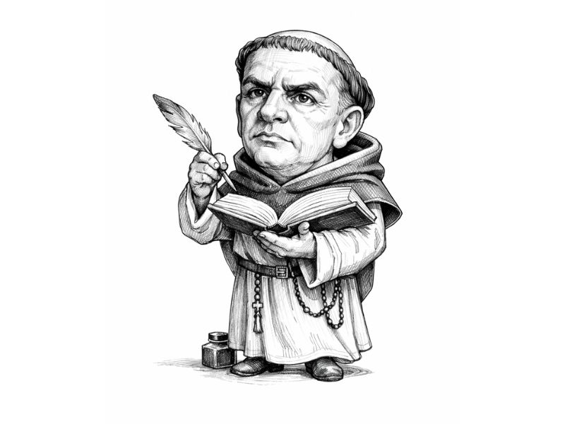 Ilustración de Santo Tomás de Aquino de SeleFilo (Esther Varela) en blog Selectividad Filosofía