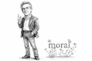 Ilustración boceto del filósofo André- Comte Sponville de [selectividadfilosofia.com] para entrada de texto online.