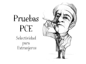 Ilustración de Ortega y Gasset de Nacho García con título “Pruebas PCE - Selectividad para Extranjeros”, en el blog educativo “SeleFilo” de preparación para las pruebas de Filosofía PAU y PCE, de Esther Varela.