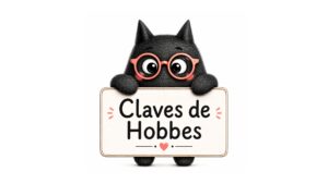 Personaje de SeleFilo sujetando un cartel que pone "Claves de Hobbes" para la Selectividad.
