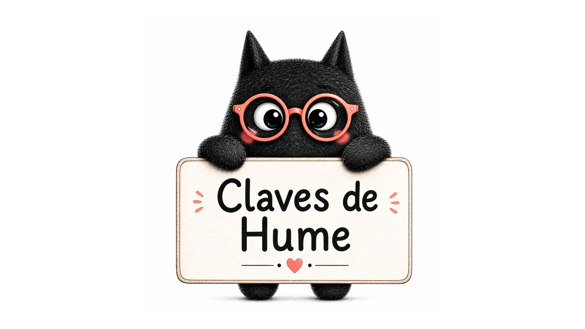 Personaje de SeleFilo sujetando un cartel que pone "Claves de Hume" para la Selectividad.