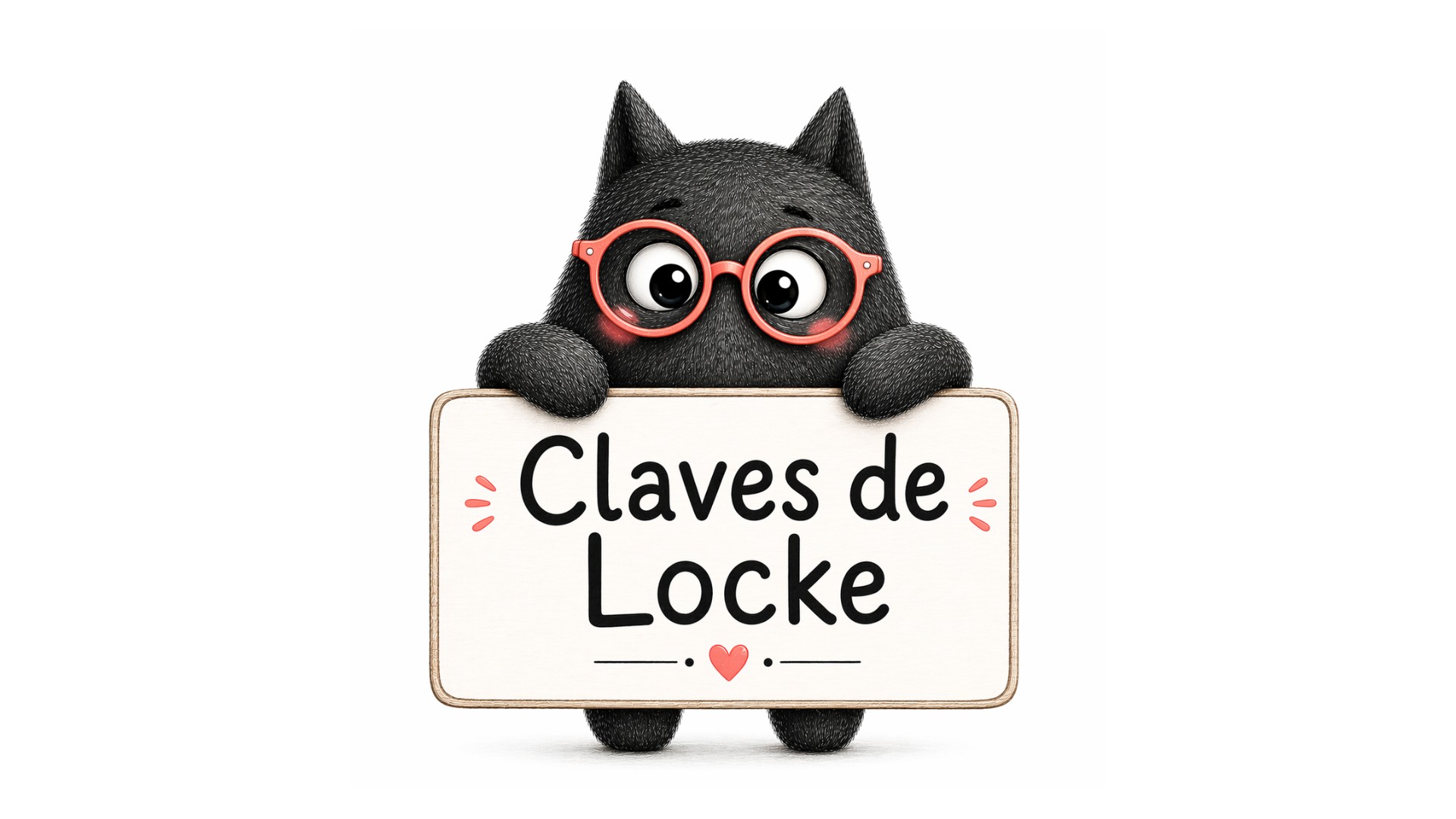 Personaje de SeleFilo sujetando un cartel que pone "Claves de Locke" para la Selectividad.