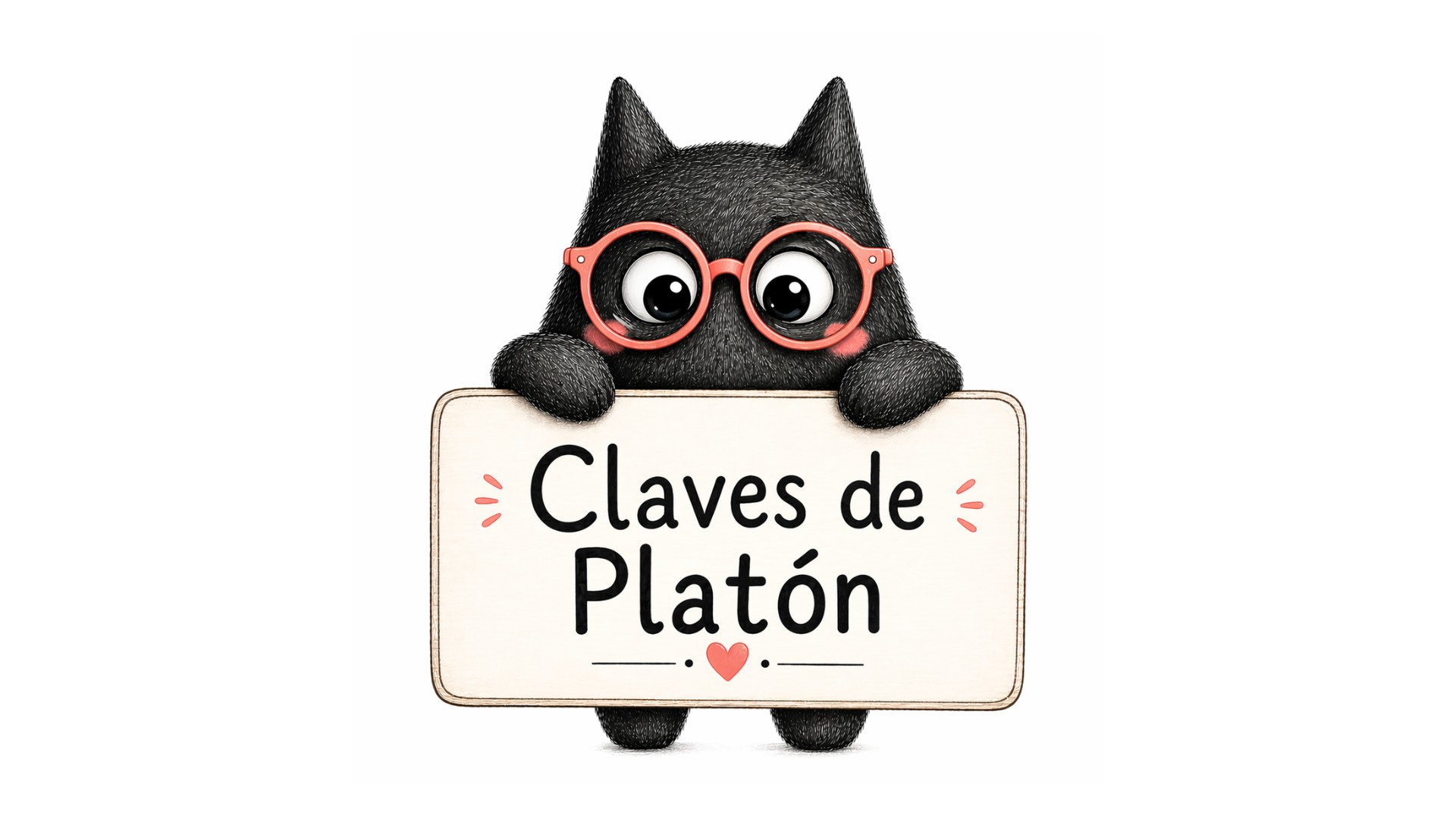 Personaje de SeleFilo sujetando un cartel que pone "Claves de Platón" para la Selectividad.