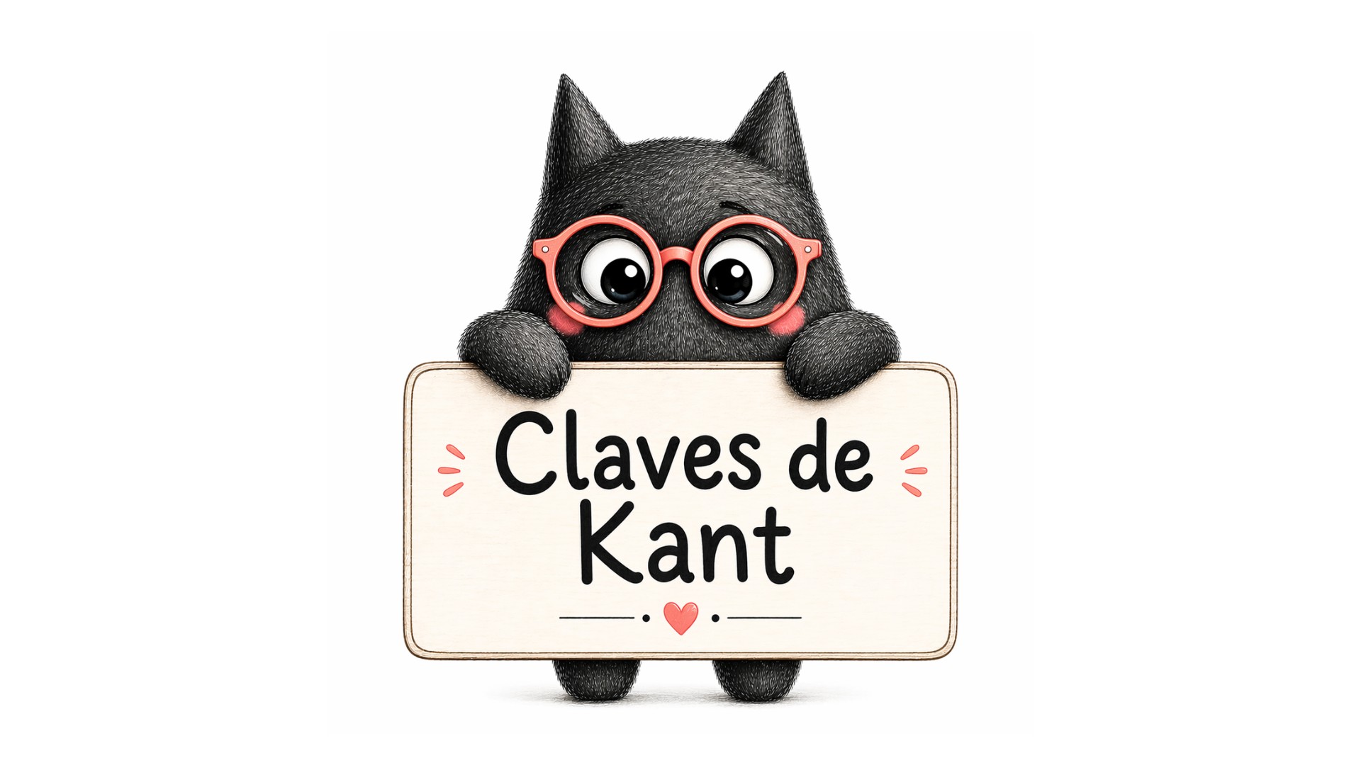 Personaje de SeleFilo sujetando un cartel que pone "Claves de Kant" para la Selectividad.