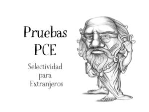 Ilustración de Platón de Nacho García con título “Pruebas PCE - Selectividad para Extranjeros”, en el blog educativo “SeleFilo” de preparación para las pruebas de Filosofía PAU y PCE, de Esther Varela.