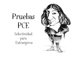 Ilustración de Descartes de Nacho García con título “Pruebas PCE - Selectividad para Extranjeros”, en el blog educativo de Esther Varela, SeleFilo de preparación para las pruebas de Filosofía PAU y PCE