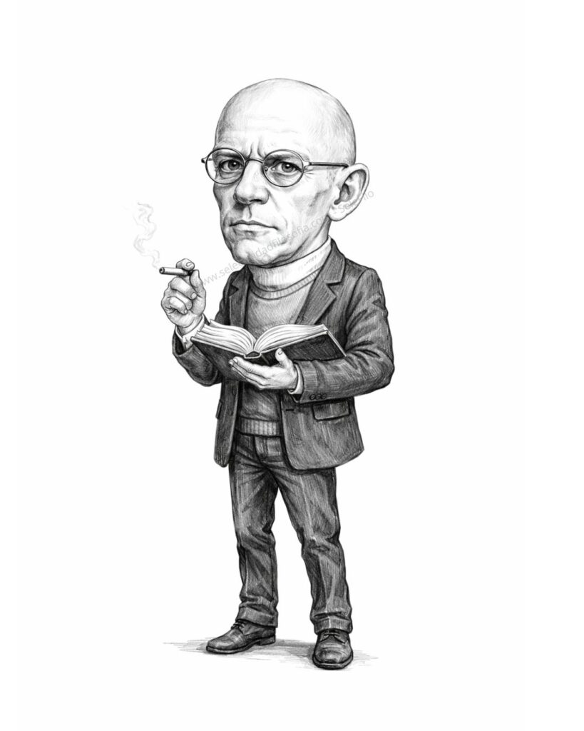 Ilustración del filósofo Foucault del blog educativo SeleFilo.