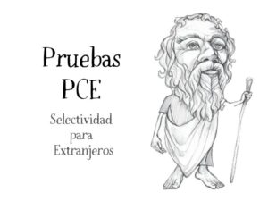 Ilustración de Sócrates de Nacho García con título “Pruebas PCE - Selectividad para Extranjeros”, en el blog educativo “SeleFilo” de preparación para las pruebas de Filosofía PAU y PCE, de Esther Varela.