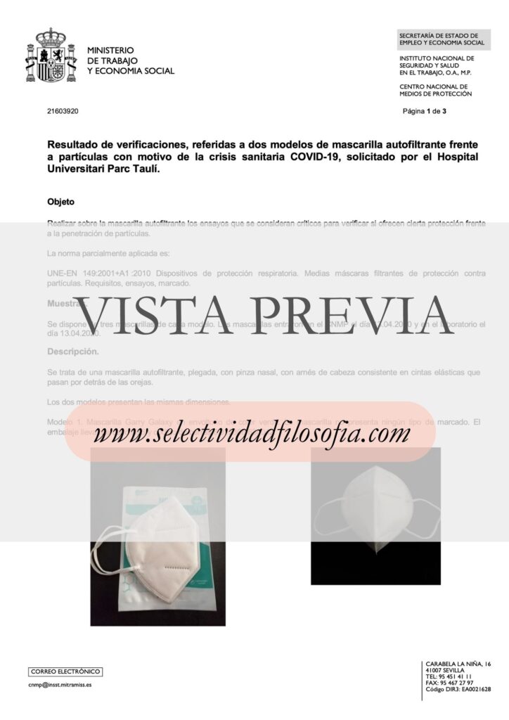 Vista previa del informe de verificación de mascarillas del Hospital Parc Taulí