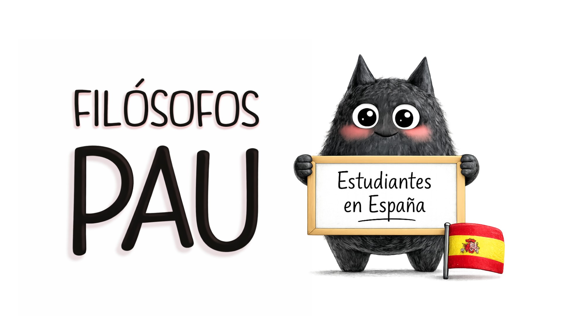 Filósofos en el examen PAU de Filosofía, con personaje de SeleFilo (búho-grato negro) ilustrado